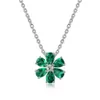 Cz Custom Necklace Pendant Green Drop Stone Sterling Sier Cubic Zirconia 16 Inch 1 Piece Trendy Flower Link Chain