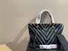 V-pattern denim tote bag women Fashion Shopping Satchels Shoulder Bags Canvas chain crossbody messenger bags hobo handbag Luxury designer purses wallet backpack