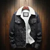 Men's Jackets Winter Thick Warm Fashion Boutique Solid Color Men's Casual Denim Jacket / Male Wool Denim Coat Large Size XS-5XL 231122