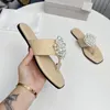 Pantoufles d'été à bout carré pour femmes, chaussures avec décor de perles, tongs Sexy en cuir véritable, plates à la mode, Zapatos De Mujer