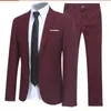 Men's Suits Men Blazers 2 Pieces Sets Formal Business Korean 2023 Pants Blue Coats Wedding Elegant Jackets Luxury