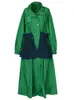 Płaszcze damskie Lautaro Spring Autumn Długie, duże zielone płaszcz dla kobiet z dużymi kieszeniami luksusowy projektant moda 230421