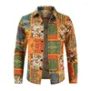 Casual shirts voor heren mannen boho chic etnische bloemenprint shirt linnen linnen lange mouw trendy