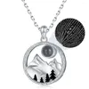 Hängen 925 Sterling Silver Mountain Range I Love You Halsband på 100 Languages ​​Pendant Jewelry Gifts To Skis Campers Climbers