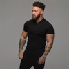 Męskie polo muscleguys Man Fashion Shirt Casual Plain Kolor krótkiego rękawa Wysokiej jakości Slim Men Fitness Homme 230421