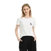 Kvinnors T-skjortor Schinotch Short Sleeve Shirt Women Modal Summer Loose Fit Pullovers T-shirts Female Panda Embroidery Pattern Tee