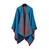 Scarves Women Ethnic Floral Hooded Poncho Cape Shawl Wrap Winter Fall Warm Knitted Blanket Open Front Sweater Coat Cardigan