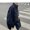 Chemises décontractées pour hommes 2023 hommes velours côtelé Vintage Harajuku automne hommes mode coréenne bouton vers le haut mâle à manches longues chemise noire 2XL