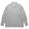 Chemises décontractées pour hommes Wacko Maria Automne Polka Dot pour hommes Noir Gris Lâche Mode Haute Qualité Vêtements