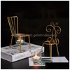 Candelabros Silla de hierro en forma de titular Ins Boda Romántica Mesa Soporte Props Tealight Black Gold Decoración del hogar Drop Entrega Gard Dhisu