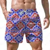 Shorts pour hommes été Plaid mosaïque 3D imprimé style ethnique motif rétro décontracté lâche