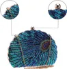 Kvällspåsar Vintage Evening Bag Clutch Purse For Women Sequin Bridal Chain Shoulder Bag For Wedding Partypeacock Blue 231122