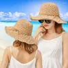 Basker kvinnors hatt båge solbredd floppy sommarhattar för kvinnor strand panama halm kupol hink femme skugga