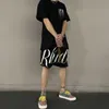 Designerkläder Rhude Sommar Ny trend Märke American Sports Casual Ren bomull Vintage Loose Fit Basket Split Shorts för män Par Joggare Sportkläder