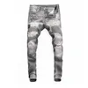 Männer Jeans Street Fashion Männer Hohe Qualität Retro Grau Stretch Skinny Fit Ripped Patched Designer Hip Hop Marke Hosen hombre