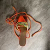 Sandaler Färgglada Cross Tie Woven Women 2023 Europeiska och amerikansk etnisk stil Orange High Heel Woman Shoes Storlek 36-42