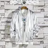 Kurtki męskie błyszczące złoto metaliczne płaszcze uniwerek mężczyzn 2023 Spring Nightclub Disco Dance Męs Bomber Jacket Stage Prom Streetwear 3xl