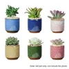 6 Pcs Ceramic Flower Pots Juicy Plants Flowerpot Bonsai Cacuts Pot Home Garden Decor Mini Succulent Plant Pots Factory direct Y0313146