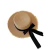 Chapéus de borda larga Lady Straw Hat Flat Top Mulheres Verão Cap Beach Sunhat