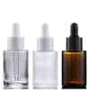 30ml Glass Essential Oil Perfume Bottles Liquid Reagent Pipette Dropper Bottle Flat Shoulder Cylindrical Bottle Clear/Frosted/Amber Bjmol