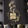 Wandklokken Chinese stijl Ginkgo bladklok woonkamer decoratie home eenvoudige mode art horloge licht luxe