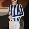 Women's Sweaters Smpevrg Woman's Sweaters Winter Thick Casual Striped Fe Pullover Long Sle O-Neck Jumper 100% Woollen Knitted Tops ClothesL231122