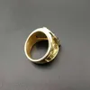 Hip-hop HIPHOP Stainless Steel Gold Plated Diamond Virgin Mary Men's Ring