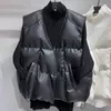 Kvinnors västar Fashion Autumn Winter Leather Vest Locomotive Clothing V-Neck Parka Cotton Coat Lady Jacket Female Waistcoat Top