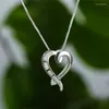 Anhänger Halsketten Einfache weibliche hohle Herz Halskette Rose Gold Silber Farbe Kette für Frauen niedliche Opal Kristall Hochzeit