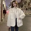 Женские меховые корейские свободные куртки из овечьей шерсти, женские осенне-зимние утолщенные теплые плюшевые пальто, женская уличная одежда с круглым вырезом, искусственная верхняя одежда