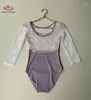 Scene Wear Ballet Costume Leotard för kvinna Practice Clothes Mesh Brodery Gymnastik Tight Performance Dress Yoga