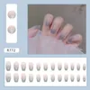 False Nails 24Pcs Wearable Short Ballet Blue Fake Gradient Manicure Nail Pieces Removable Shining Tips Art