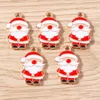 Charms 10pcs 13x22mm Cartoon Enamel Christmas Santa Claus For Jewelry Making DIY Earrings Pendants Necklace Crafts Accessories