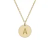 9K 14K Solid Gold Initial Coin Pendant Necklace Customized Fine Jewelry Women Gift