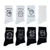 Chaussettes pour femmes, 3 paires/lot, blanc, noir, ours mignon, mi-tube, garçon et fille, étudiant, jeu de basket-ball, course, respirantes