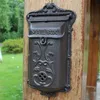 小さな鋳鉄製の郵便ボックスの壁に取り付けられた庭の装飾金属メールレターポストボックスポストボックス素朴な茶色の家庭用コテージパティオ装飾v306i