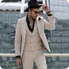 Men's Suits Beige Groom Suit For Wedding Tuxedos Italy Groomsmen Oufits Costume Homme Man Attire Male Blazer Terno Masculino 3Piece