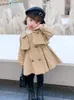 Vestes Angleterre Style Printemps Automne Coton Fille Enfant Trench Enfants Coupe-Vent Mode Petite Veste À Double Boutonnage Tenues 231122