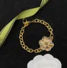 Moda kwiat bransolety link łańcuch 18K złoty splowany bijoux dla kobiet elegancka projektant kolorowy kryształowy bransoletka bransoletka akcesoria biżuterii