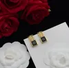 New Designer Classic Diamond Studs Earrings Womens Luxury Black Gems Earring Fashion Brand Letters Stud Hollowed Out Christmas Valentine's Day Wedding Gift -3