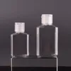 30ml 60ml Empty PET plastic bottle with flip cap transparent square shape bottle for makeup fluid disposable hand sanitizer gel Ntpml