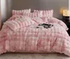 Bedding Sets A Version gfur Velvet gmilk Beddingset Stripe Duvetcover Flatsheet Pillowcase Winter Warm Heating Up