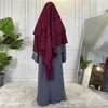 Ethnic Clothing Ramadan Eid 3 Layers Chiffon Hijab Khimar Islam Abaya Turban Hijabs For Woman Solid Head Scarf Headwraps Muslim Fashion