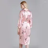 Women's Sleepwear 2023 Spring Summer Silky Satin Robe Ladies Bride Bridesmaid Wedding Sexy Women Makeup Dressing Gown Casual Bathrobe