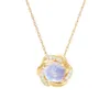 Fine Jewelry Rainbow Moonstone Solid 9K/10K/14K//22K Real Gold Pendant Necklace