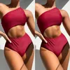 Women's Swimwear Bikini Solid Set Swimsuit Two Piece Filled Bra Beachwear Womens Guard