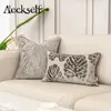 Oreiller Aeckself luxe fleurs feuilles motif coupé velours housse de coussin décor à la maison gris jeter taie d'oreiller taie d'oreiller pour canapé chambre 231122