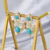 Серьги -серьги люстра 6 YM Европейская и американская мода Blue Turquoise Love Trend Trend Trend Party Party Jewelrydangle