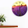 Wandklokken plant paarse lavendel bloem veld zonsondergang klok niet tikkend decoratief voor woonkamer slaapkamer huis huis rustiek decor