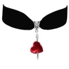 Pendant Necklaces Gothic Vintage Red Heart Choker Woman Man Goth Punk Dark Velvet Collar Rock Hippie Party Accessories Gift Necklace